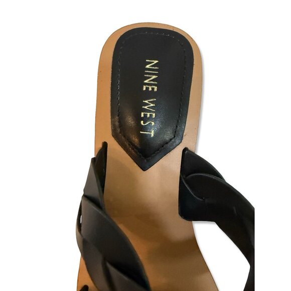 Nine West Womens Braided Black Slide Sandals Double Strap 8.5 - Picture 5 of 9